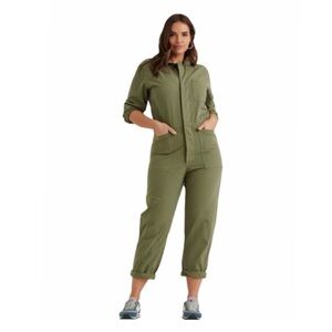 Lucky Brand Green Utility Jumpsuit with Roll-Up Sleeves